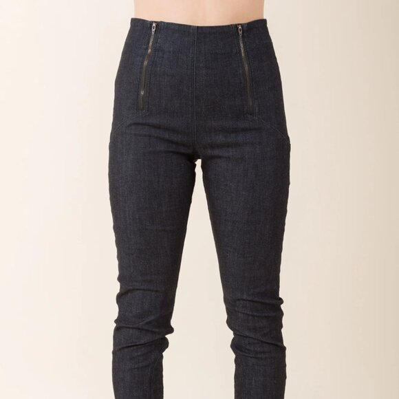 PRAIRIE UNDERGROUND M Dark Blue Jegging Parallel Zip in Denim - Picture 1 of 7